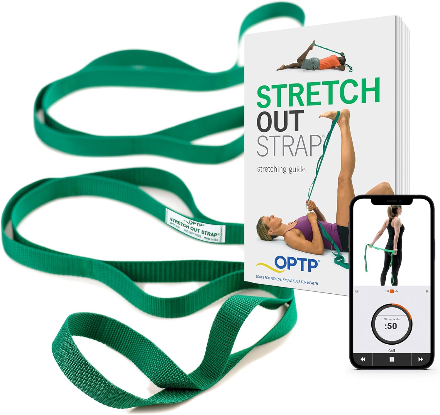 OPTP Stretch Out Strap with Exercise Book - Physical Therapy - knee replacement recovery product