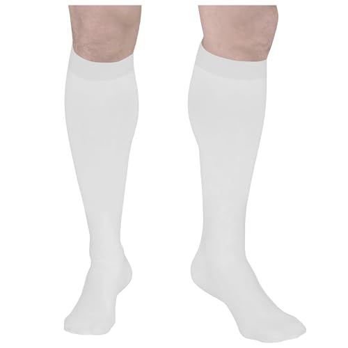 Truform Anti-Embolism Medical Compression Stockings for Post Surgery Hospital Recovery, DVT, Edema, Swelling, Embolism, 18 mmHg, Men & Women Knee High Length, Closed Toe, White, Small - hip replacement recovery product