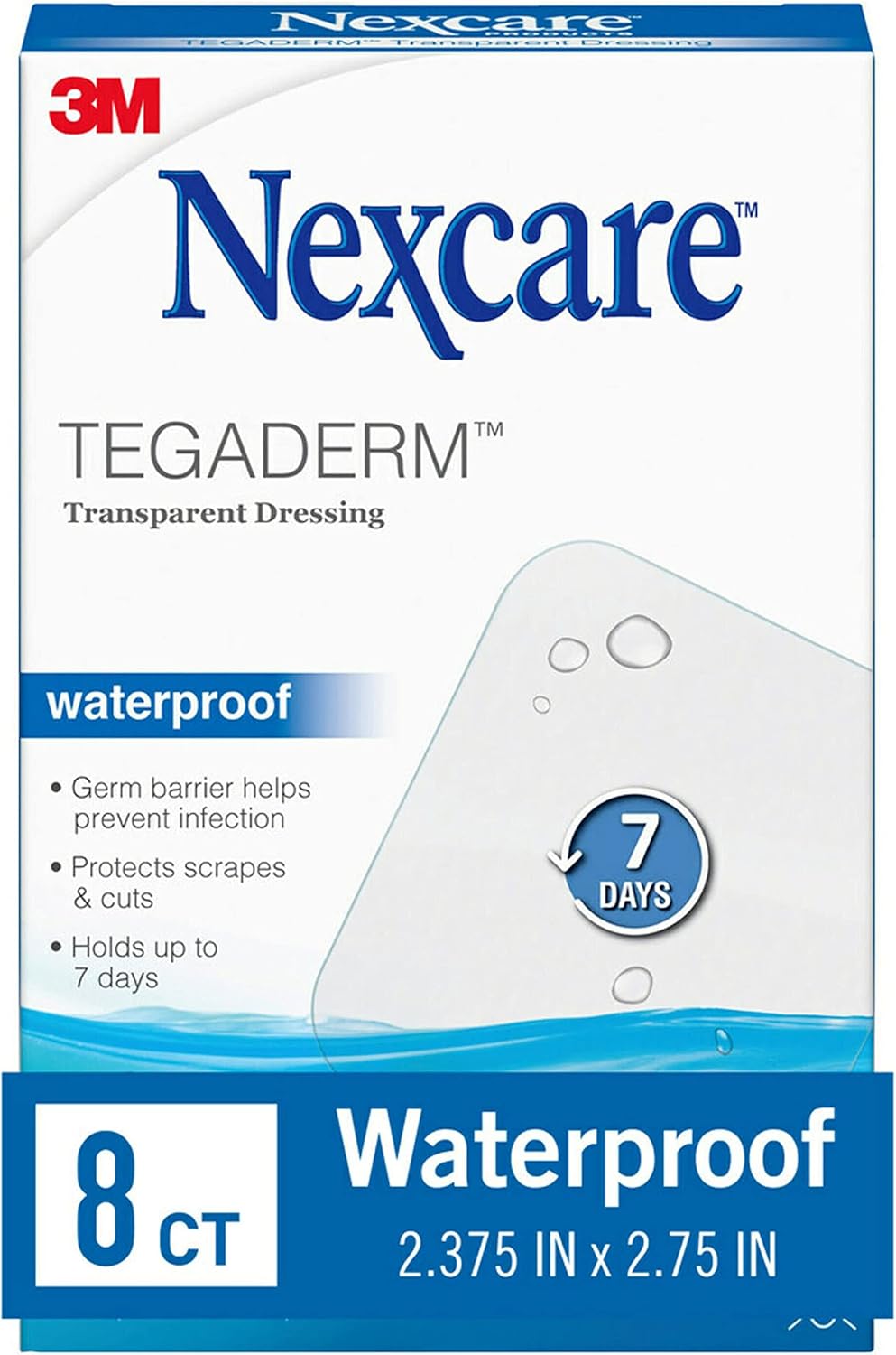 Nexcare Tegaderm Waterproof Transparent Dressing, 8 Count - hip replacement recovery product