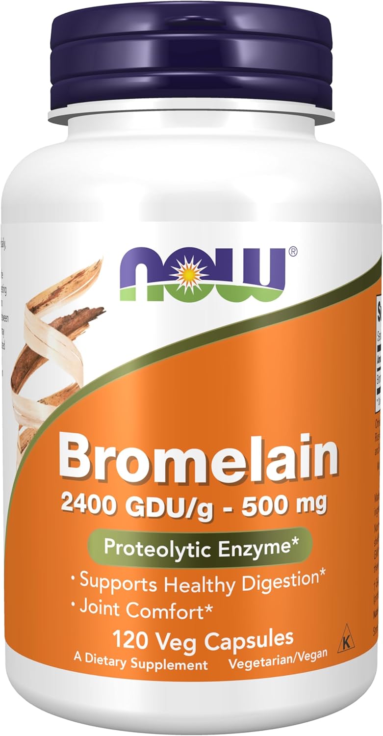 NOW Foods Bromelain 2400 GDU - 500mg, 120 Veg Capsules - hip replacement recovery product