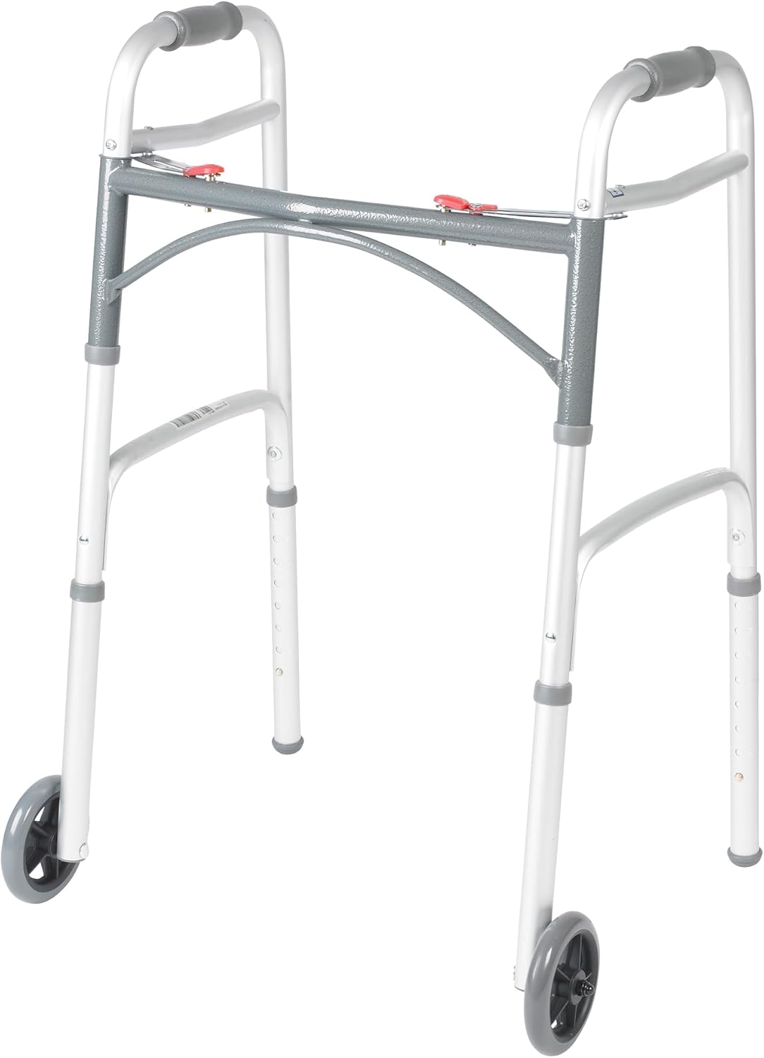 Drive Medical Two-Button Folding Walker with 5-Inch Wheels