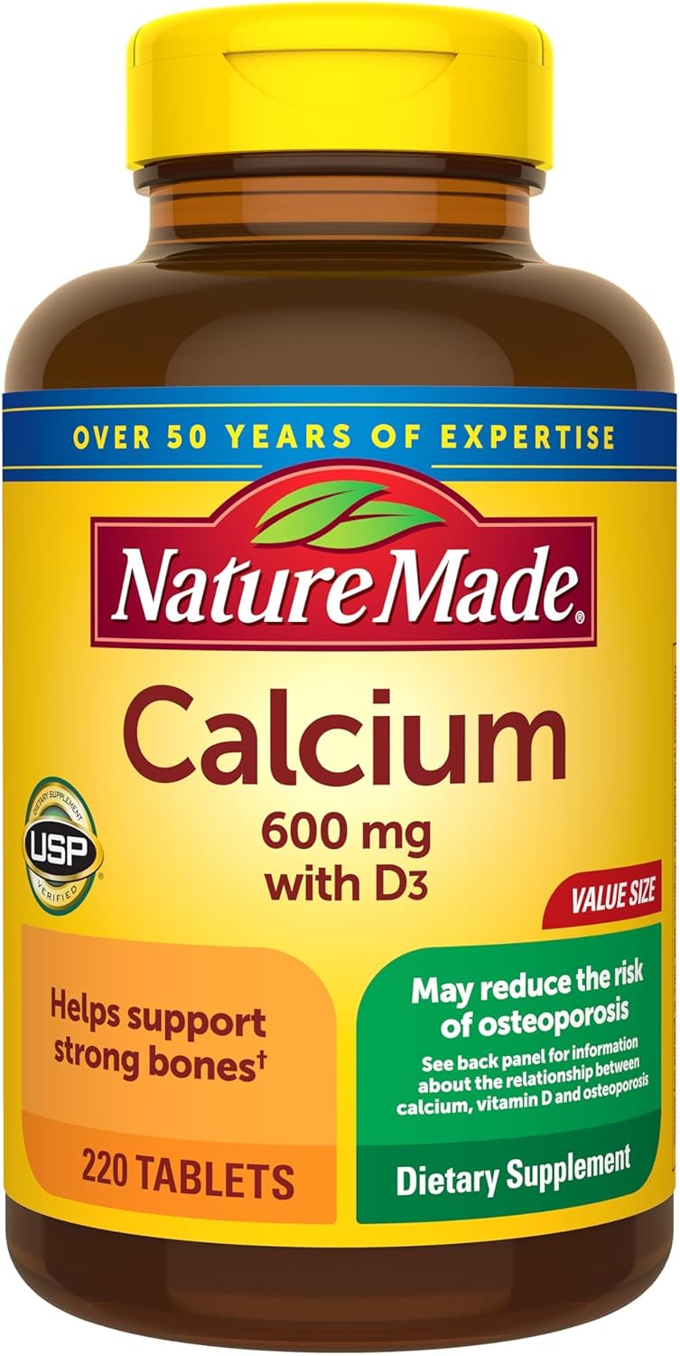 Nature Made Calcium 600mg with Vitamin D3 - 220 Tablets - hip replacement recovery product