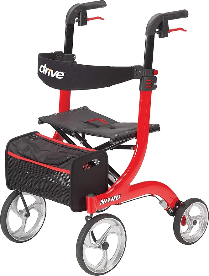 Drive Medical Nitro Euro Style Rollator Walker with Seat - hip replacement recovery product