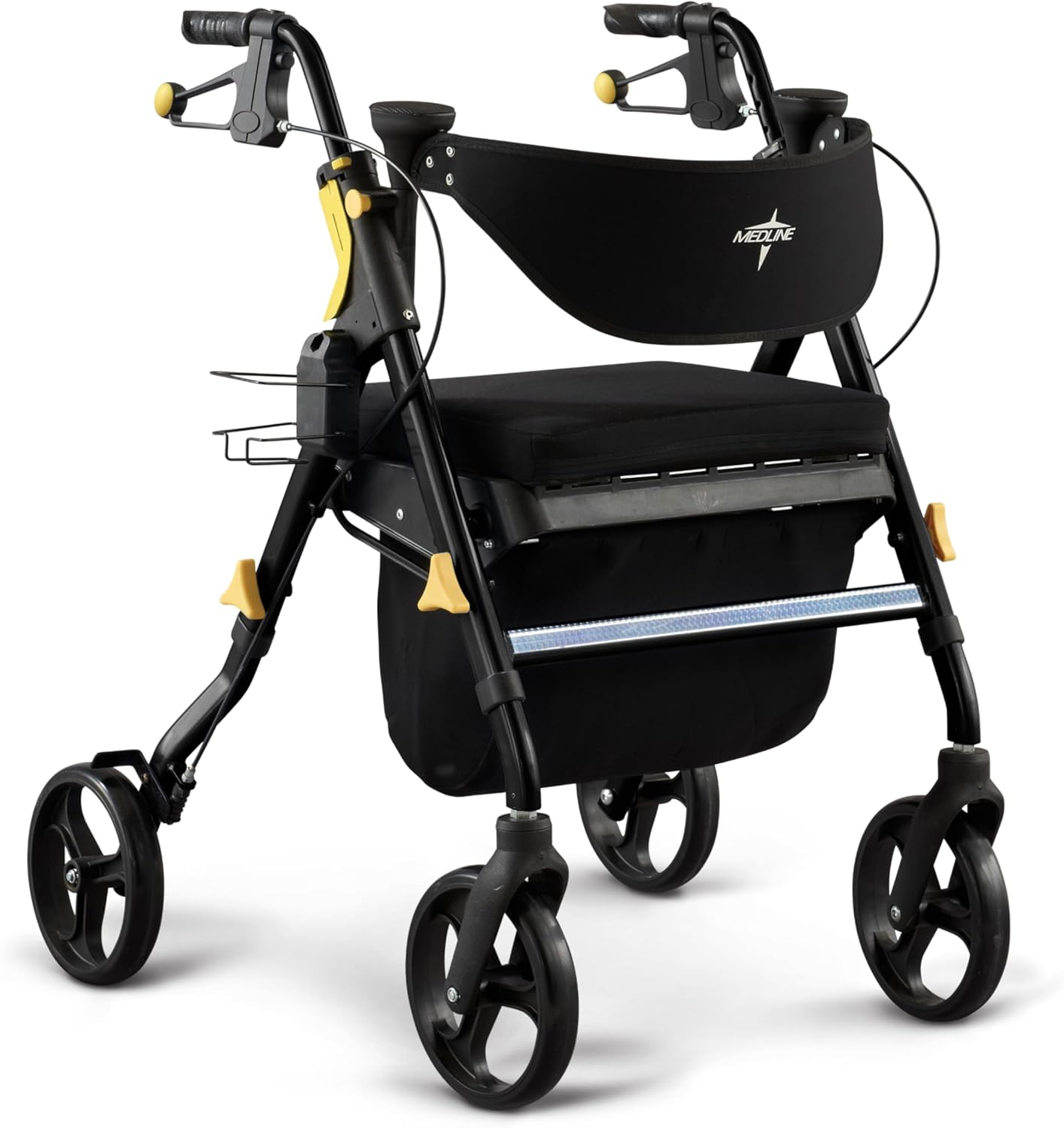 Medline Premium Empower Folding Mobility Rollator Walker with Memory Foam Seat - knee replacement recovery product