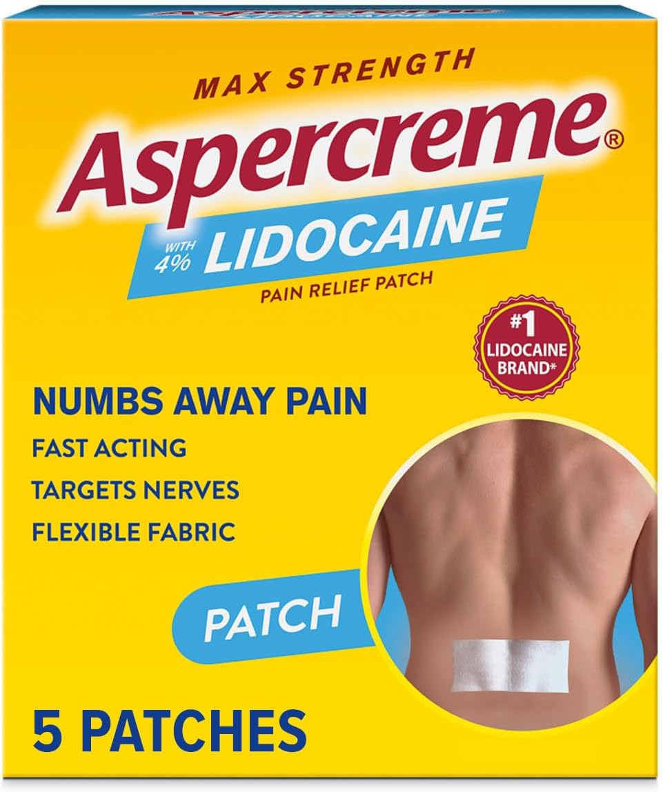 Aspercreme Max Strength Lidocaine Pain Relief Patch (5 Count) - hip replacement recovery product