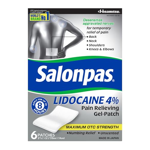 Salonpas Lidocaine 4% Pain Relieving Gel-Patch (6 Count) - hip replacement recovery product