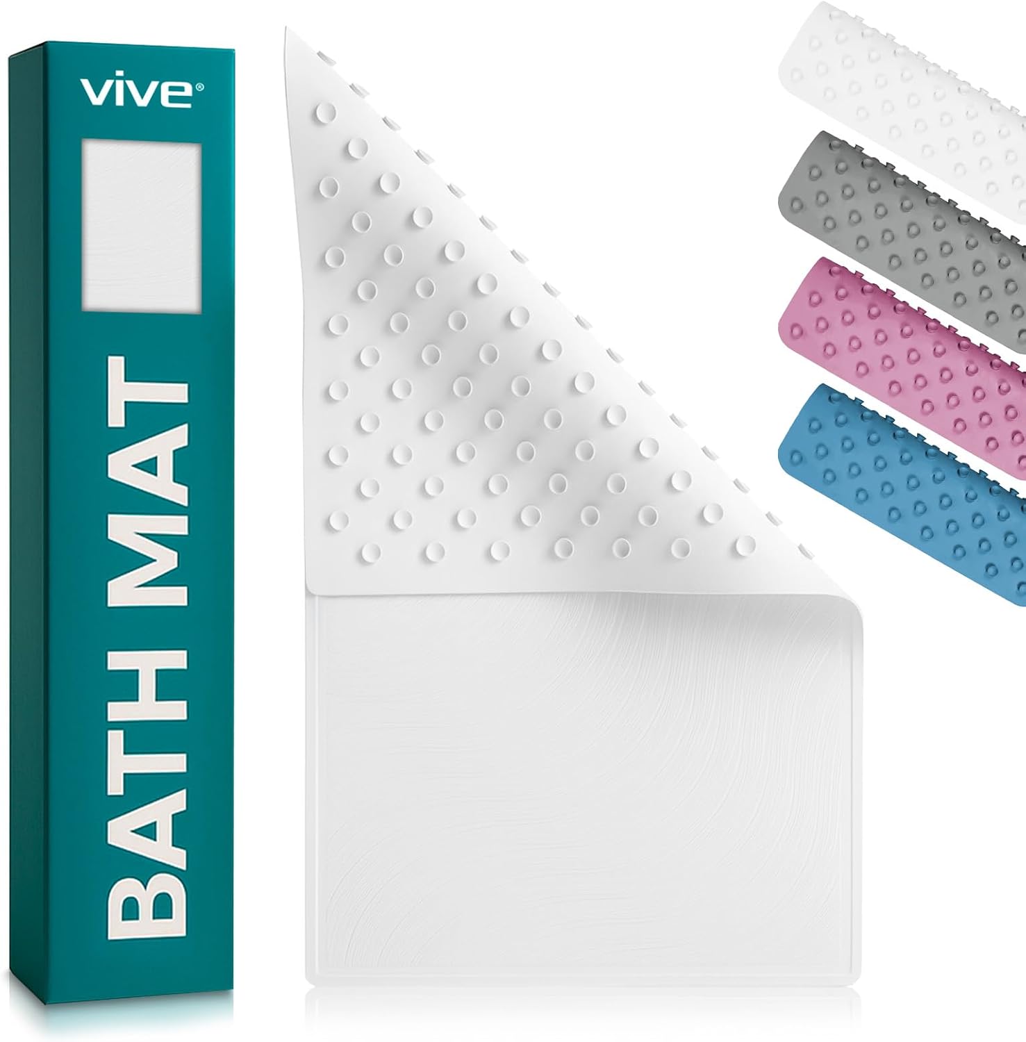 Vive Non-Slip Bath Mat with Suction Cups - 28x16 Inch Extra Large - hip replacement recovery product