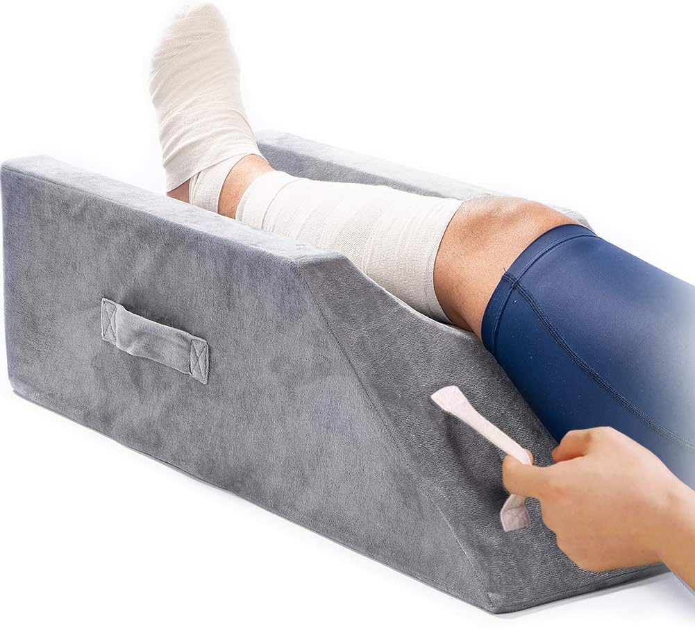 LightEase Memory Foam Leg Elevation Pillow with Dual Handles - knee replacement recovery product