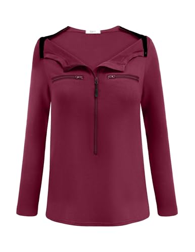 Deyeek Adaptive Clothing for Women Post Shoulder Surgery Shirts Women Rotator Cuff Surgery Recovery Accessories Wine Red - shoulder replacement recovery product