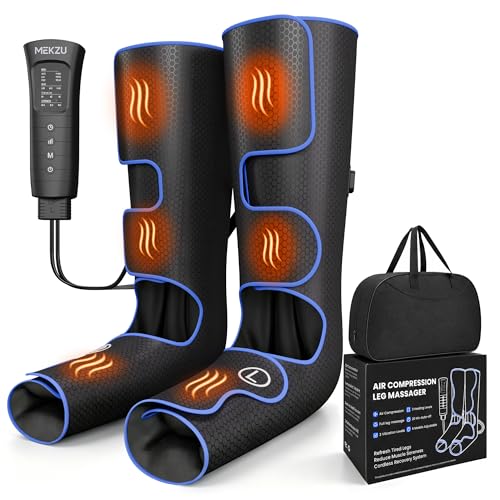 MEKZU Air Compression Leg Massager with Heat, 6 Massage Modes, 3 Vibration Settings, Foot Massager Boots for Circulation and Pain Relief Circulation and Daily Relaxation for Seniors and Adults - hip replacement recovery product